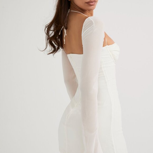 NWT BABYDOLL IVORY CHIFFON HALTER MINI DRESS - M +Cup - Picture 4 of 11